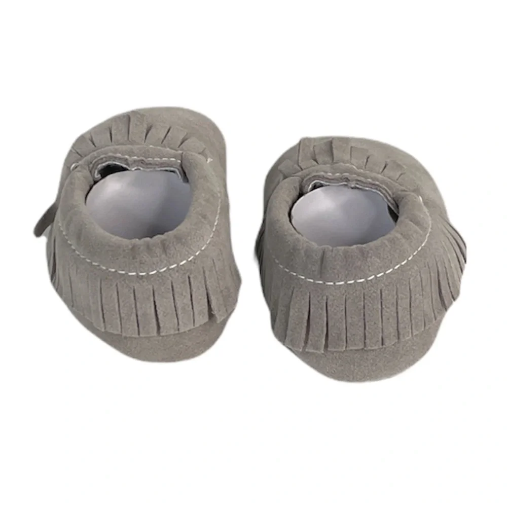 Hello Happy Baby Moccasins Shoes, Gray, 0-6 Months